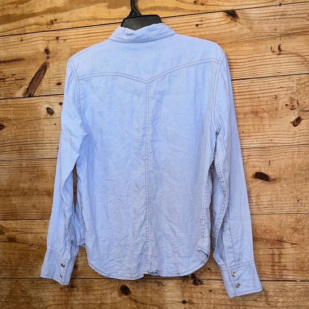 Sundance 100% Linen Snap Button-Up Shirt - Picture 3 of 9